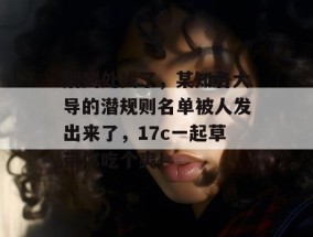 别到处找了，某知名大导的潜规则名单被人发出来了，17c一起草带你吃个爽！